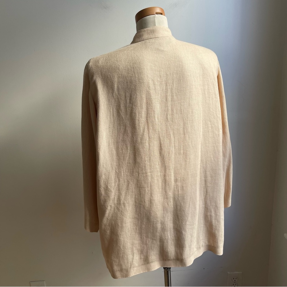 Vintage Linda Allard Ellen Tracy Linen Jacket Tunic Cream Button Collar 14 Large - Picture 7 of 9